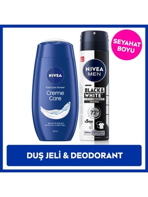 Men Erkek Sprey Deodorant Black&white Invisible Original ve Creme Care Nemlendirici Duş Jeli 250ML
