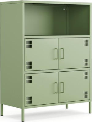 Furni 24 Pera Metal Çok Gözlü Dolap, 4 Kapaklı, Açık Raflı 80,50 x 40 x 109,50 cm
