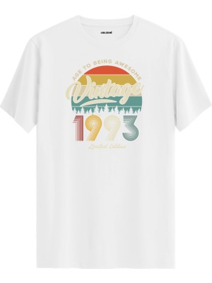 Colermi Vintage Tişört Nostalji 1993 Doğum Tarihli Bisiklet Yaka  Basic Tişört Vintage Tasarım Tişört