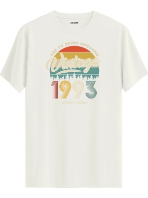 Colermi Vintage Tişört Nostalji 1993 Doğum Tarihli Bisiklet Yaka  Basic Tişört Vintage Tasarım Tişört