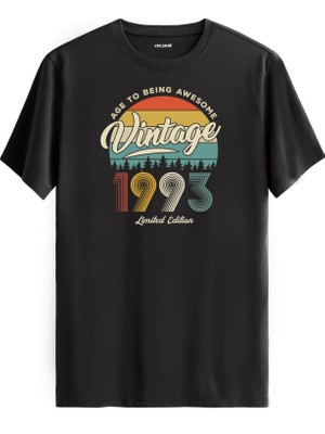 Colermi Vintage Tişört Nostalji 1993 Doğum Tarihli Bisiklet Yaka  Basic Tişört Vintage Tasarım Tişört