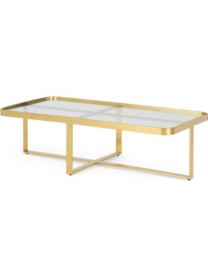 Hitit Dekorasyon Aula Dikdörtgen Orta Sehpa Gold Pirinç