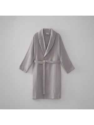 Ecocotton Alessa Kadın Pike Bornoz %100 Organik Pamuk Jakarlı Gri