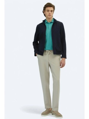 Lacivert Regular Fit Gizli Kapüşon Casual Dokuma Çift Taraflı Mont