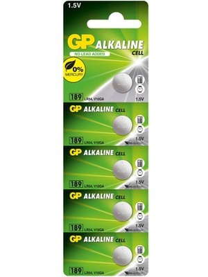 GP GP189-C5 LR54 AG10-LR1130 Alkalin Düğme Pil 5'li Paket