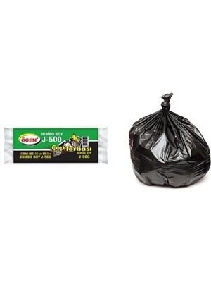Ögem J-500 Jumbo Boy Çöp Torbası 80 x 110 cm 10 Lu Rulo x 1 Paket = 10 Adet (Siyah)