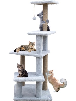Katlı Büyük Boy Kedi Tırmalama Tahtası Jüt Ipli Welsoft Kumaşlı Oyun Alanı
