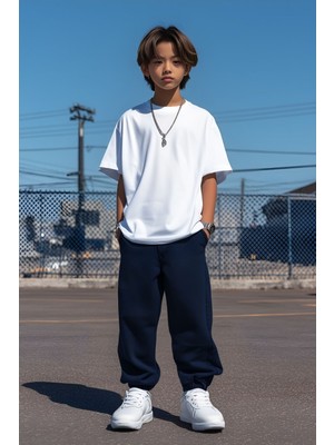 Cloise Beyaz Çocuk T-Shirt Kız Erkek Unisex %100 Pamuk Kısa Kol Basic Stil