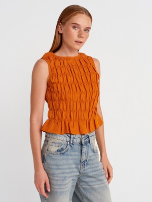 50845 Kolsuz Crop Bluz-Oranj