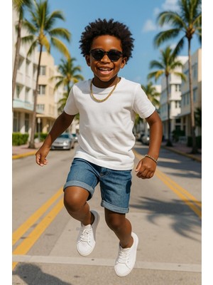 Ekru Çocuk T-Shirt Kız Erkek Unisex | %100 Pamuk |