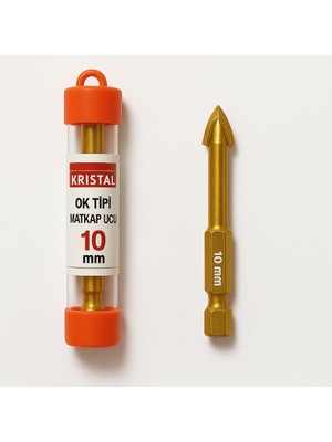 Krıstal Ok Tipi Elmas Matkap Ucu 10 mm (Granit - Seramik - Cam Delme)