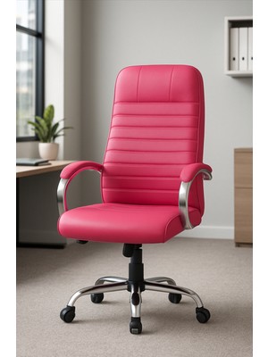 Arji Nova Ev ve Ofis Çalışma Sandalyesi Metal Iskelet Yüksek Konforlu Pembe