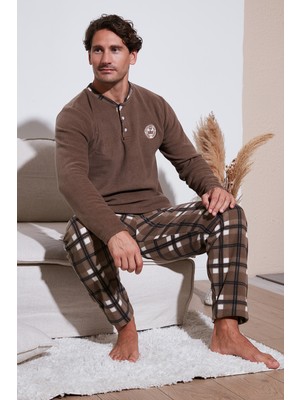 Buratti Ekose Regular Fit Bisiklet Yaka Kışlık Polar Pijama Takımı Erkek Pijama Takımı 609610013W4