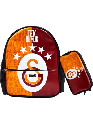 Galatasaray 2 Bölmeli 5 Yıldızlı Tek Büyük Suni Deri Anaokulu Çantası + Kalemlik