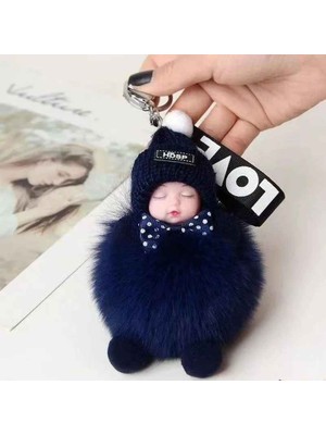 Sevimli Ponpon Uyuyan Bebek Peluş Kadın Kız Araba Çanta Anahtarlık Aksesuar