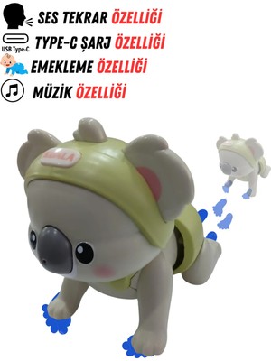 Emeklemeye Yardımcı Typ C Şarjlı , Ses Tekrar Özellikli Müzikli ,emekleyen Hayvan Figür Oyuncak