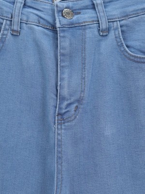 Ispanyol Paça Yüksek Bel Kot Pantolon   -Açık Mavi