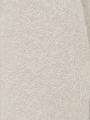 Çift Cepli Önü Düğmeli Astarlı Buklet Kaban -Ekru