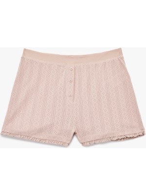 Dantelli Detaylı Rahat Kalıp Pamuklu Şort Pijama Altı