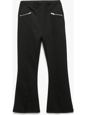 Fermuar Detaylı Viskon Karışımlı Ispanyol Paça Pantolon