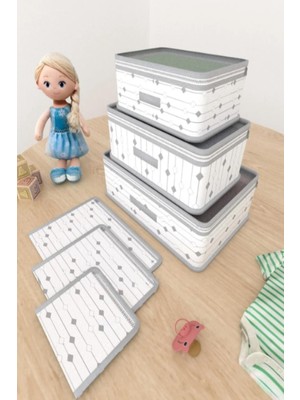 Gri / Beyaz Desenli 6 Lı Bavul Düzenleyici Valiz Organizer Set Seyahat Çantası Bavul Düzenleyici