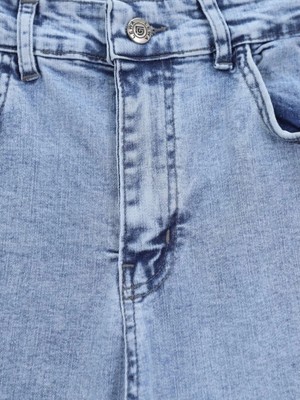 Ispanyol Paça Yüksek Bel Kot Pantolon   -Buz Mavi