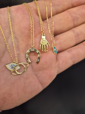 925 Ayar Papatya Silver 4 Cesit Kolye/rose Gold/rodaj