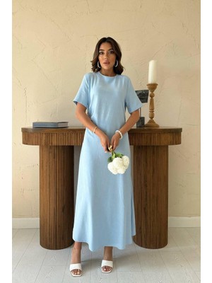 Deridün Yıldız Shoes Bebe Mavi Pileli Bisiklet Yaka Elbise