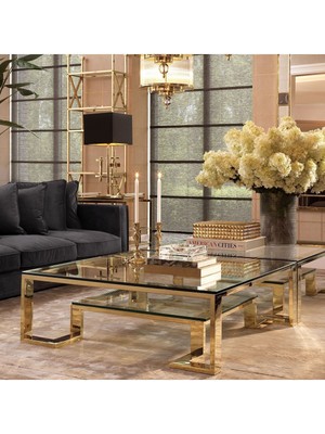 Hitit Dekorasyon Asup Orta Sehpa Pirinç Kaplama