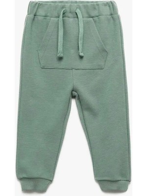 Koton Kanguru Cepli Beli Lastikli Pamuklu Jogger Yeşil Erkek Bebek Eşofman Altı 6WMB40020TK