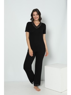 Kadın Viskon V Yaka Kısakol Pijama C840-536