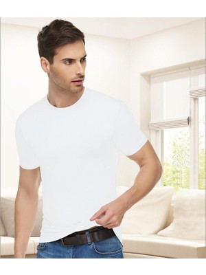 2 Li Erkek Penye Elestan Sıfır Yaka Yarım Kollu Atlet(T-Shirt)