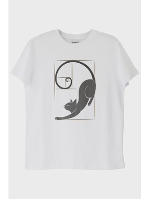 Nuugg Organik Mükemmellik Kedi Beyaz Tişört