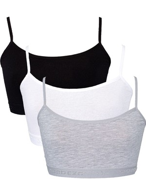 Genç Kız Ip Askı Düz Yarım Atlet Alıştırma Sütyeni 3'lü