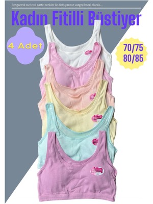 4'lü Kadın Kalın Askı Fitilli Pedli Büstiyer Alıştırma Sütyen Yarım Atlet Dondeza