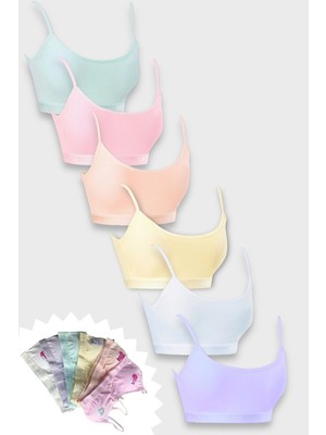 6'lı Genç Kız Pedli Ip Askı Alıştırma Sütyen Yarım Atlet Büstiyer