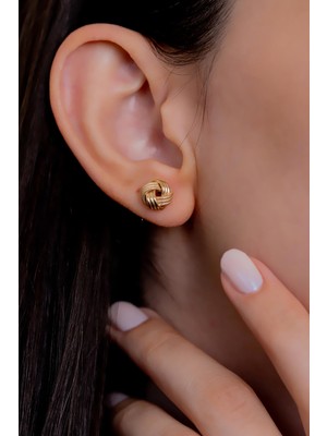 14 Ayar Altın Italyan Düğüm Küpe 0,9 mm