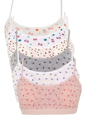 Genç Kız Pedli Desenli Ip Askı Alıştırma Yarım Atlet 6'lı