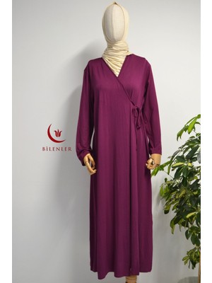 Kadın Yandan Bağlamalı Pamuklu Penye Namaz Elbisesi – 38-48 Beden