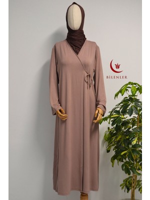 Kadın Yandan Bağlamalı Pamuklu Penye Namaz Elbisesi – 38-48 Beden