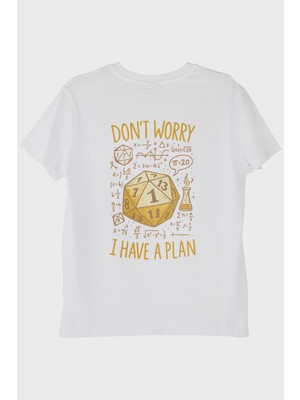 Nuugg Esprili D20 Zar Önlemi: DON'T Worry, I Have A Plan Beyaz Tişört