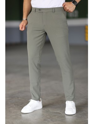 Bürke Erkek Zeytin Yeşili Renk Italyan Kesim Slimfit Kumaş Pantolon