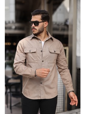 Erkek Oversize Geniş Kesim Çift Cep Denim Ceket