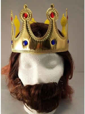 Altın Renk Kumaş Malzemeden Imal Çocuk Kral Tacı 57 cm