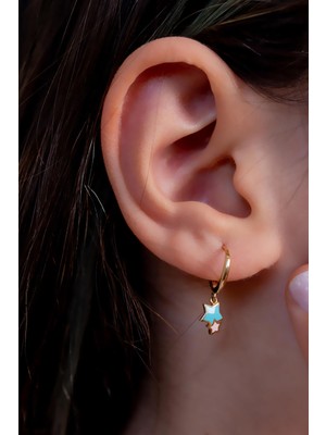 14 Ayar Altın Yıldız Figürlü Halka Küpe