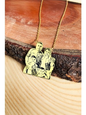 Gümüş Resimli Aile Bayan Kolye