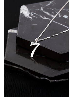 Rodyumlu İsimli Gümüş Sayı Kolye