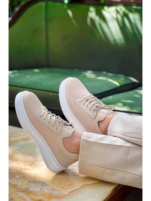 BR-116 Benorra Bej Bağcıklı Triko Günlük Erkek Ayakkabı