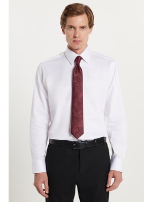 Erkek Klasik Fit Rahat Kesim Premium Likralı Pamuk Saten Beyaz Gömlek