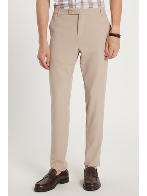 Erkek Slim Fit Dar Kesim Chino Yandan Cepli Pamuklu Taş Pantolon